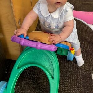 Petit Bebe Baby / Toddler Boys Blue Stripe Smocked Easter Bunnies Jon Jon